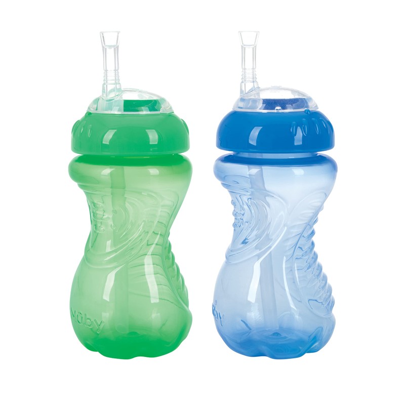 Nuby 2-Pack No-Spill Cup with Flex Straw, 10 Ounce, Colors
