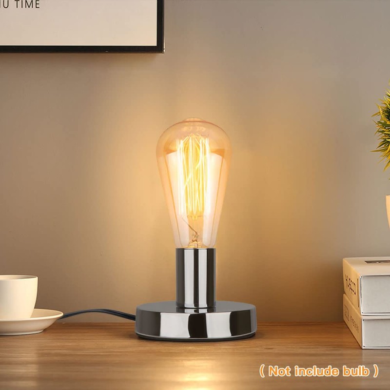 Helunsi Industrial Table Lamp Base, Silver E26 E27 Lamp Base