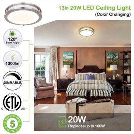 hykolity 13 inch Flush Mount LED Ceiling Light Fixture, 2700K/3000K/3500K/4000K/5000K Adjustable Ceiling Lights, Oil Rubbed Bronze Saturn Dimmable Lighting for Bathroom Kitchen, ETL Listed - 2 Pack