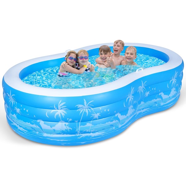 Inflatable Swimming Pool, 102” x 63” x27” Full-Sized Large Inflatable