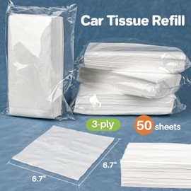 RAINFLOW Car Tissues - Car Tissue Refill 3-Ply 50 Sheets Fit for Visor Napkins Holder Long-Lasting Travel Ultra-Soft and Smooth Gift for Vehicle Owners for Family Road Trips 6.7x6.7in 4 Packs