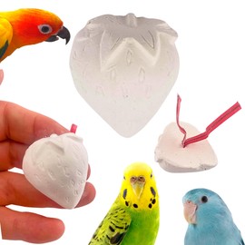 Bonka Bird Toys 1443 Mini Strawberry Calcium Treat 1" x 1" Calcium Block for Small to Medium Birds Parrots Parakeets Cockatiels Lovebirds Canaries Foraging Cage Mineral