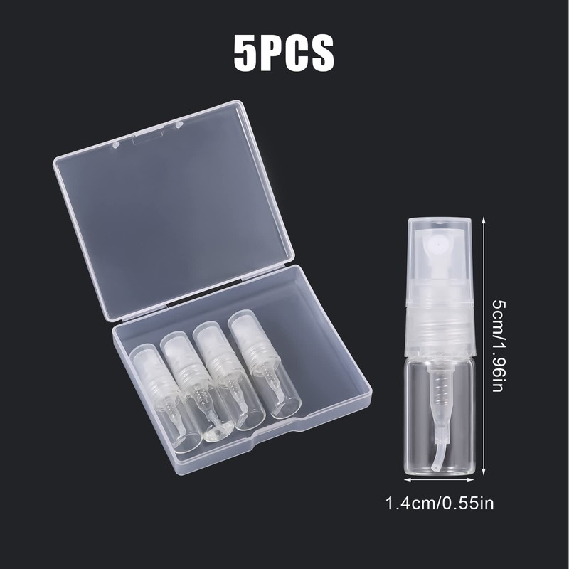 KINBOM 5pcs 2ml Mini Spray Bottles, Refillable Perfume Bottle Perfume