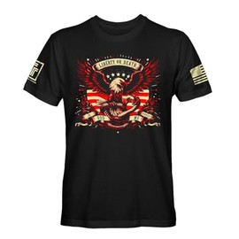 Give Me Liberty or Give Me Death 4th of July Men's Patriotic T-Shirt (Black T-Shirt, 3XL)