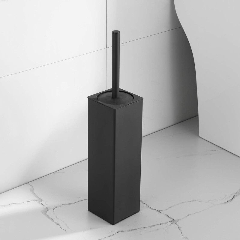 BGL Metal Toilet Brush Holder, Standing Black Toilet Brush, Square