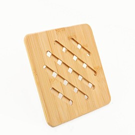 REVGOZU Natural Bamboo Ceramic Pot Tray heat bowls insulation pad, Durable Anti-Hot insulation pad for Hot Dishes, Bowl, Teapot, Hot Pot Holders Tray Soup Bowl Tray table mat(Square, 7.08x7.08*0.39)
