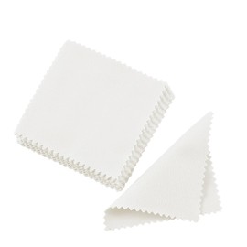 PUPPYSEW 50PCS Jewelry Cleaning Cloth Sterling Silver Cleaner Cloth Polishing Cleaning Cloth for Jewelry, Gold, Brass, Silverware, Coin, Ring, Watch Glasses and More (White)