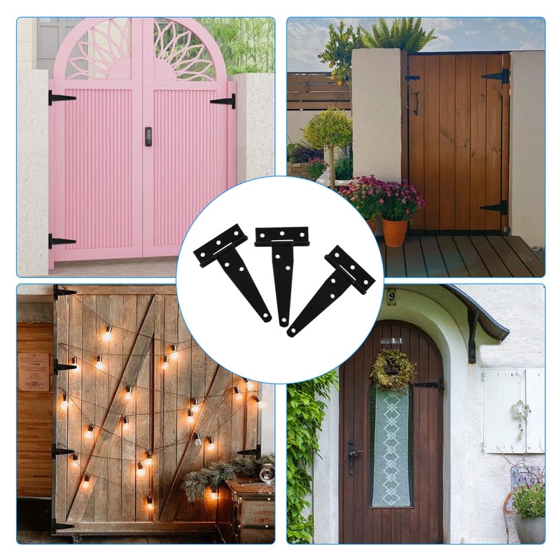 12-Pack Heavy Duty 4" T-Strap Gate Hinges for Outdoor Doors,