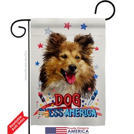 Breeze Decor Patriotic Shetland Sheepdog Garden Flag 2pcs Pack Dog Puppy Spoiled Paw Canine Fur Pet Nature Farm Animal Creature House Banner Small Yard Gift Double-Sided, Made in USA