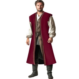 Taamlou Men's Pirate Vest Medieval Costume Renaissance Role Playing Waistcoat(Z3785RD,M)
