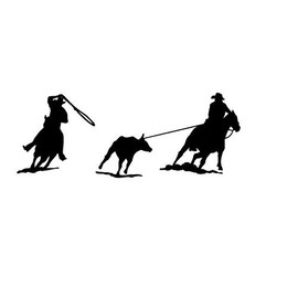 Horse Trailer -Horse Team roping decal-Vinyl wall art- Rodeo-Team Roping-sticker-Horse Trailer Decal-Rodeo-Western-27 X 10 inches
