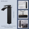 Airuida Vessel Sink Faucet Matte Black, Tall Waterfall Bathroom Faucet,