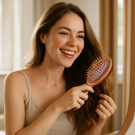 Homaisson 2 Pcs Cushion Massage Combs, Double-Sided Sandalwood Cushion Combs, Natural Wooden Hairbrushes for Voluminous Hair, Anti-Static and Scalp Stimulating, Ideal for All Hair Types