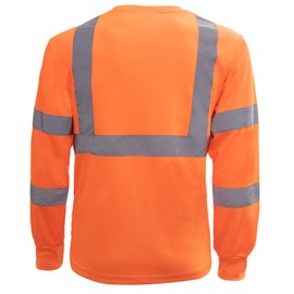 solarika Safety Shirt Long Sleeved high Visibility Reflective Breathable T-Shirt with Pockets and Reflective Strips, Work Long Sleeved (US, Alpha, 4X-Large, Regular, Regular, Orange)