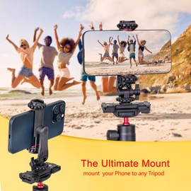 Zeadio Smartphone Tripod Mount Adapter, Cell Phone Tripod Holder Selfie Stick Monopod Adjustable Clamp