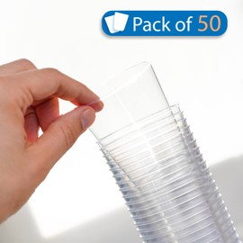 STACKABLES 8oz Clear Hard Plastic Cups - Pack of 50 | Premium Quality, Reusable, and Elegant | Ideal for Upscale Parties, Events, and Catering