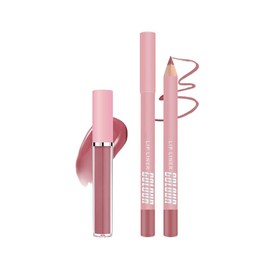 KXmzeG Matte Lip Liner Lip Gloss Set, Long Lasting Waterproof Lip Gloss Set, Long-Lasting And Hydrating Beauty Daily Cosmetics Gift for Girls,High Pigment Not Easy to Lip Stains, Blush Pink