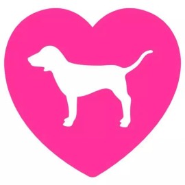 stickers Pink heart love dog victoria secret vinyl decal sticker 4"x4"