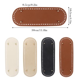 Pack of 4 Bag Base 30 x 10 cm Bag Base for Crocheting Bag Base PU Leather Bag Floor Shaper Faux Leather Bottom Bag Crochet with Holes for Knitting Bag Shoulder Bag DIY Basket Weaving Crochet