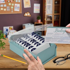 Acrimet 3 x 5 Card File Holder Organizer Metal Base Heavy Duty (AZ Index Cards and Divider Included) (Green Color with Clear Crystal Plastic Lid Cover)