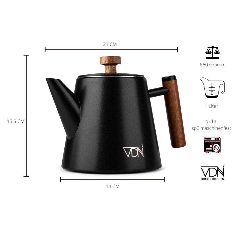 VDN Teapot with Strainer Insert - Teapot Thermal Double Walled