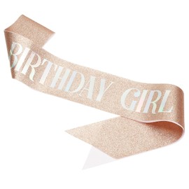 PATIKIL Birthday Girls Sash, Glitter Birthday Sash for Women Satin Princess Queen Sash Party Decorations with Safety Pin for Party Gifts Favors, Rose Red Fantasy