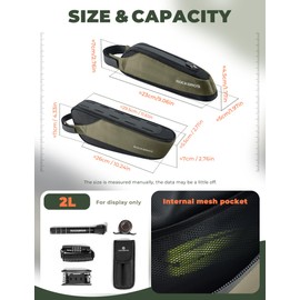 ROCKBROS Bicycle Bag Reflective Top Tube Bag + Frame Bag 2 in 1 Removable Bicycle Accessories Large Capacity of 2L for Mountain Bikes, Road Bikes, Gravel Bikes