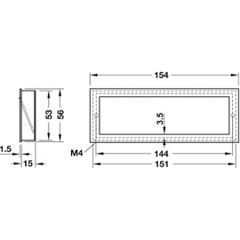 Gedotec H10284 Folding Handle for Inlet Shell Kitchen Large Inlet Handle with Flap Sliding Door Handle Retractable Metal Silver Anodised 1 Piece Design Furniture Handle Square with Screws