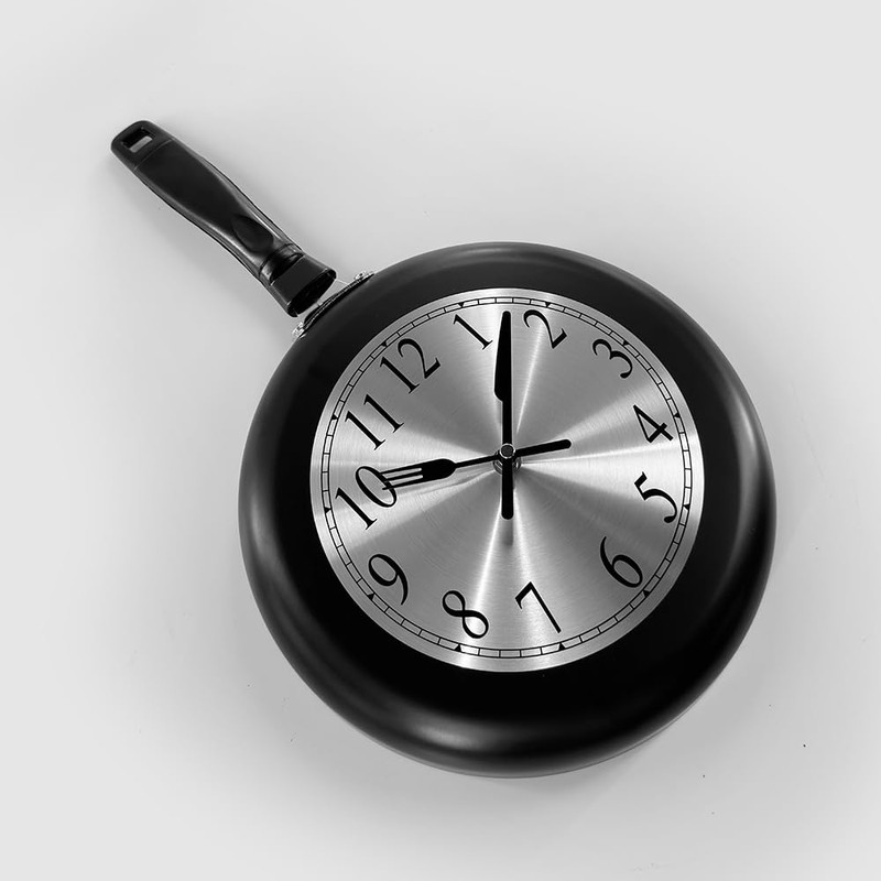 Timelike Wall Clock, 10 inch Metal Frying Pan Kitchen Wall