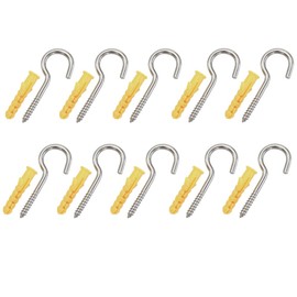 10 Stücke Metallhaken Schwerlast Augenschrauben, M5 304 Edelstahl Schraubhaken, für Haus, Büro, im Freien verwenden