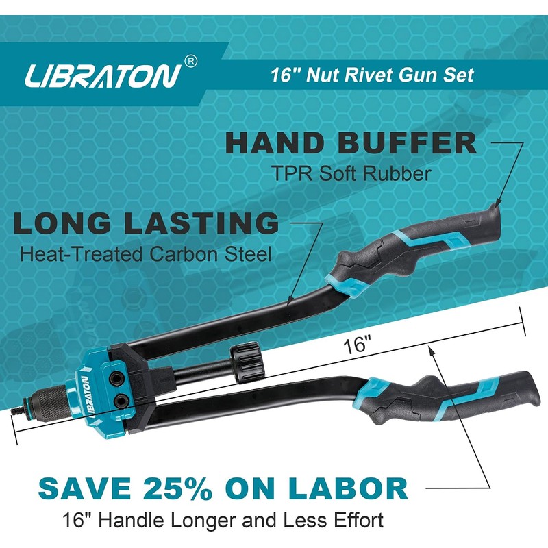 LIBRATON 16" Rivet Nut Tool, Rivet Nut Gun, Hand Rivet