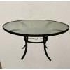 Bartlett Garden Dining Table Patio Furniture, Round Glass Top, Black,