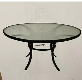Bartlett Garden Dining Table Patio Furniture, Round Glass Top, Black, 40" New