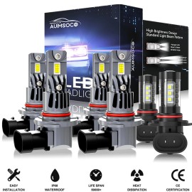 AUIMSOCO For 2003-2006 Chevy Silverado 1500 2500 3500 HD 6X White LED Headlight+Fog Light