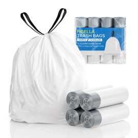 120 Count 1.6 Gallon Drawstring Trash Bags, White Unscented Small Garbage Bags, Fit 1.2-2 Gallon Cans for Bathroom, Bedroom