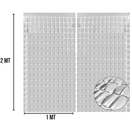 Genérico 2 Pack Cortinas Cuadrada de 2 m x 1 m, Decoracion para cumpleaños Fiesta de Bodas Decoraciones navideñas (Plata)
