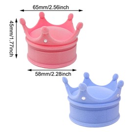 Honbay 2PCS Velvet Ring Box Crown Shape Jewelry Storage Case Jewelry Display Organizer Box for Wedding Engagement (Blue and Pink)
