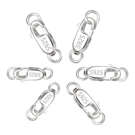 925 Silver Bracelet Clasp Chain Clasp, Pack of 6 Clasps for Bracelets Chains Clasps Chain Clasps for Crafts Jewellery Clasp with Closed Jump Rings Connect 8/10/12 mm