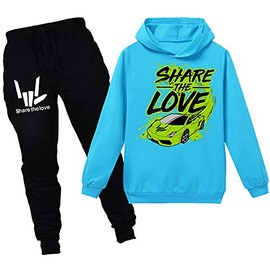 RoMuka Youth Share The Love Hoodie And Fans Sharer Sweatpants Suit Hooded Sweatshirts for Boys Girls, Share the Love 5, Medium