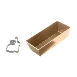 Dr. Oetker Loaf Tin with Bunny Cookie Cutter Golden Easter - 25cm Sheet Steel with Non-Stick Properties Ideal for Easter Cakes