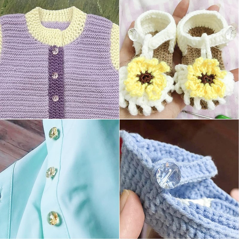 OELFFOW 100pcs Transparent Crystal Button for Children's Candy Sweater, Shirt,