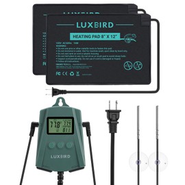 Luxbird Reptile Heating Pad 8x12 Inch with Dual Output Reptile Thermostat LB-2SC Combo Set Under Tank Terrarium Heating Mat for Turtles, Lizards, Frogs, and Other Reptiles