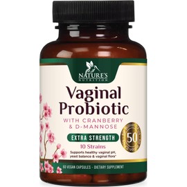 Vaginal Probiotics for Women pH Balance, Digestive, UT & Feminine Health Support - 50 Billion CFU, 10 Probiotic Strains, Prebiotics, & Cranberry - Supports Healthy Vaginal Odor & Flora - 60 Capsules