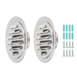 PATIKIL 3 Inch Round Air Vents, 2 Pcs Outlet Vents Cover Bulk Cover 304 Stainless Steel Louver Grille Cover Ducting Air Ventilation Wall Vent Cover for Ceiling Mount Bathroom Vent, Silver