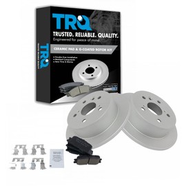 TRQ Rear Brake Pad & Rotor Kit Brake Pads Brake Rotor Ceramic Premium G-Coated Compatible with 2002-2003 Lexus ES300 2004-2006 ES330 2002-2006 Toyota Camry