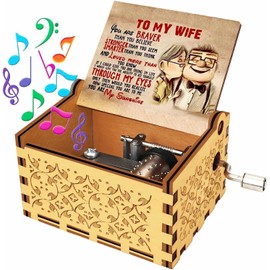 XOPOZON Gift for Wife from Husband, Birthday Gift for Wife Wooden Engraved Vintage Hand Crank Music Boxes, from Daughter Son, You Are My Sunshine Music Box Gifts for Christmas Anniversary