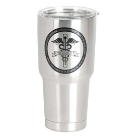 Dicksons Healthcare Cross Caduceus Black 30 ounce Stainless Steel Travel Tumbler