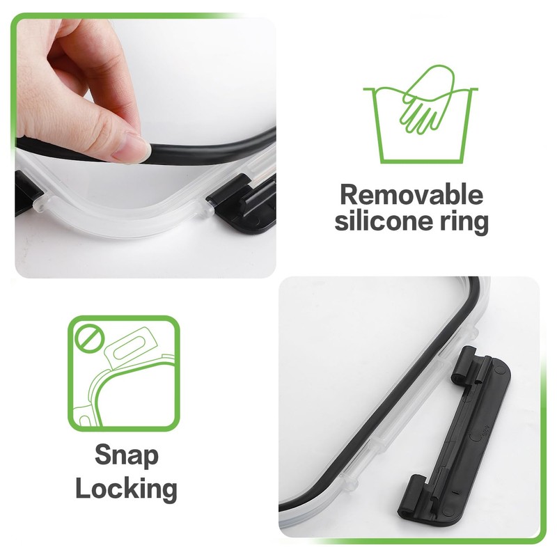 HOMBERKING 10 Pack Glass Meal Prep Containers with Locking Lids,