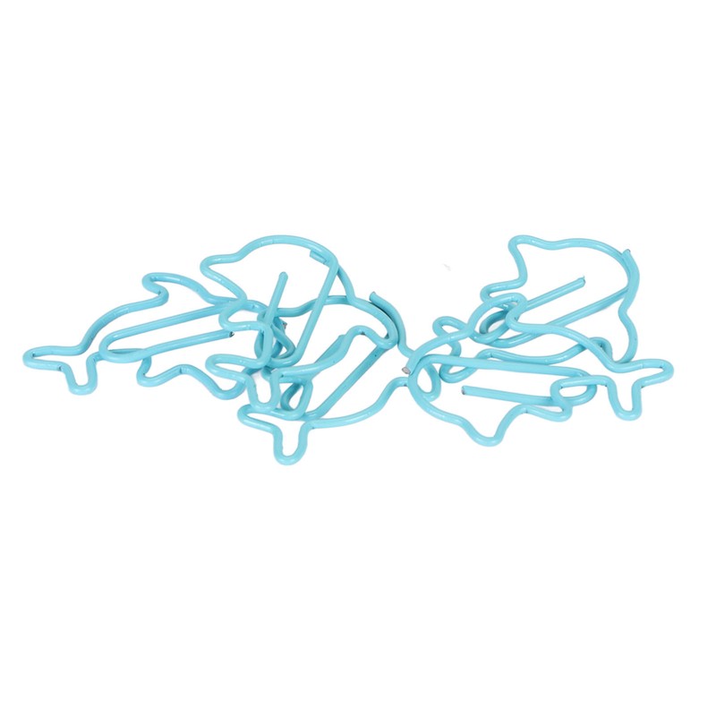 100Pcs Cute Paper Clips Blue Dolphin Style Exquisite Color Strong