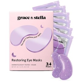 grace & stella Parches de retinol debajo de los ojos para ojos hinchados y ojeras – Máscaras de gel restaurador debajo de los ojos con ácido hialurónico – Regalos de cumpleaños para mujeres, regalos de despedida de soltera (morado, 24 pares)